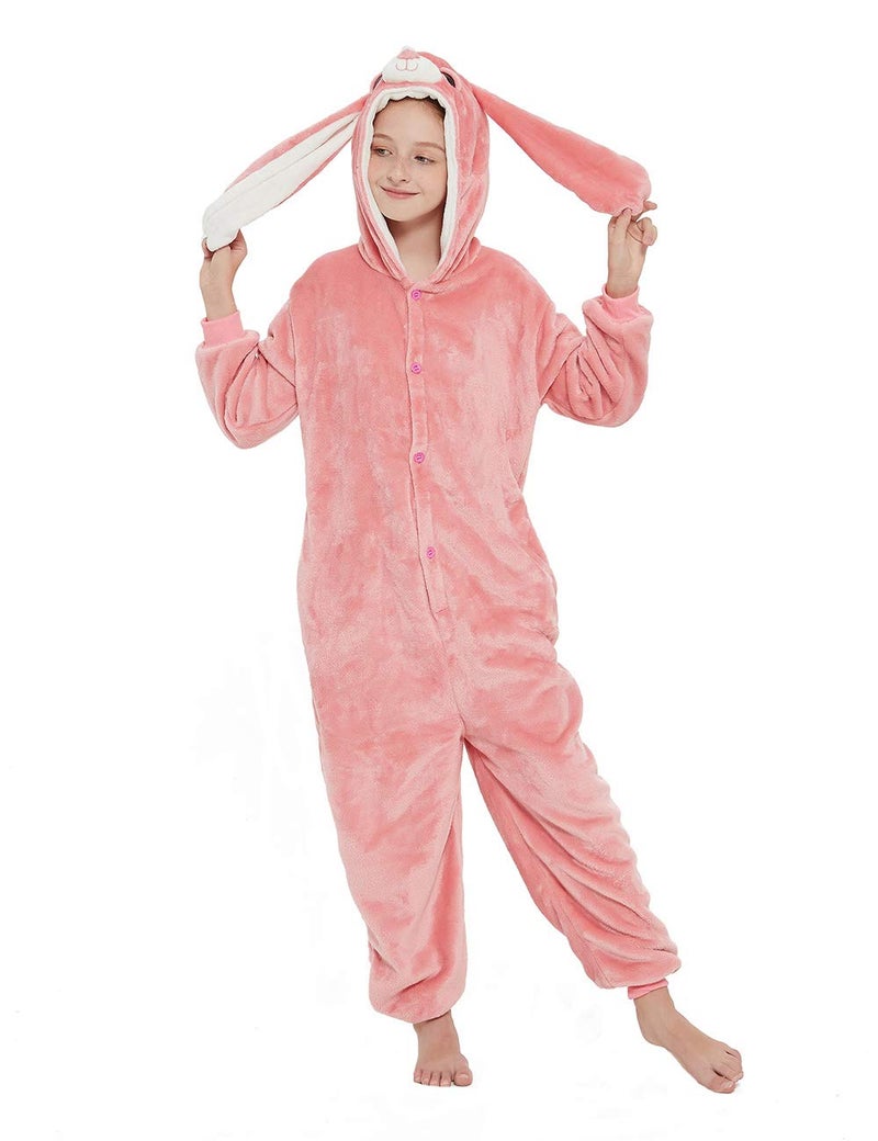 ABENCA Easter Kids Bunny Onesie Rabbit Pajamas for Girls Cartoon One Piece Animal Halloween Christmas Cosplay Costume.Pink Bunny.140 - Image 2